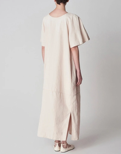 Linen Short Sleeve Cape Maxi Dress