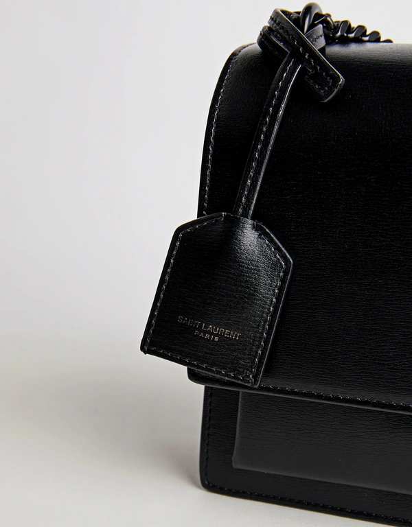 Saint Laurent SUNSET Black Calfskin Leather Flap Bag