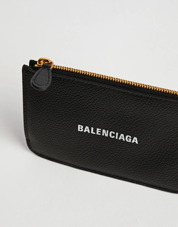 Balenciaga 女士黑色粒面牛皮長款卡夾