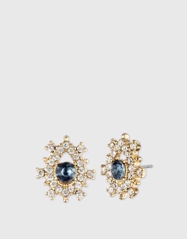 Marchesa Notte Pavé Crystal Droplet Button Earring - Denim