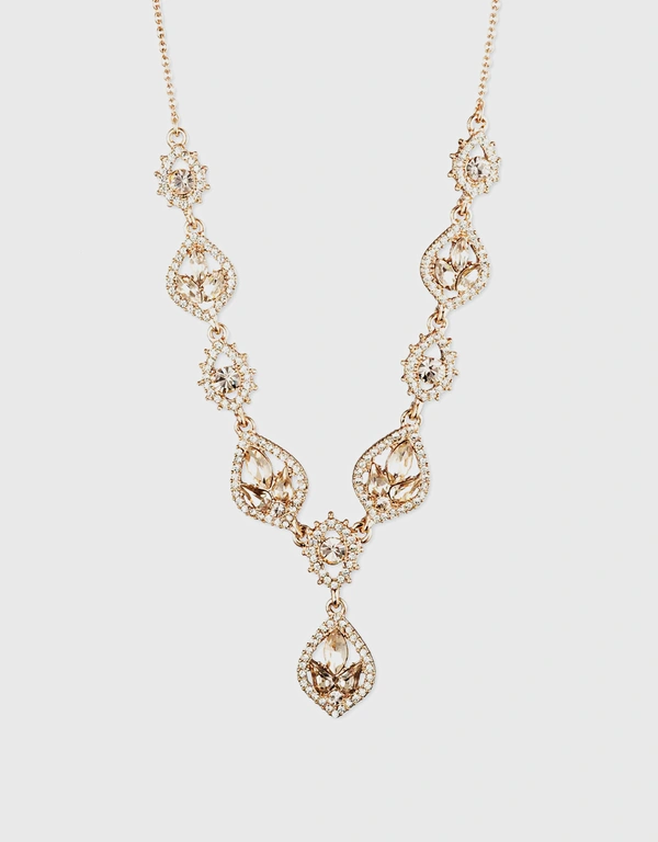 Marchesa Notte Geometrical Stones Y Necklace-Rose Gold