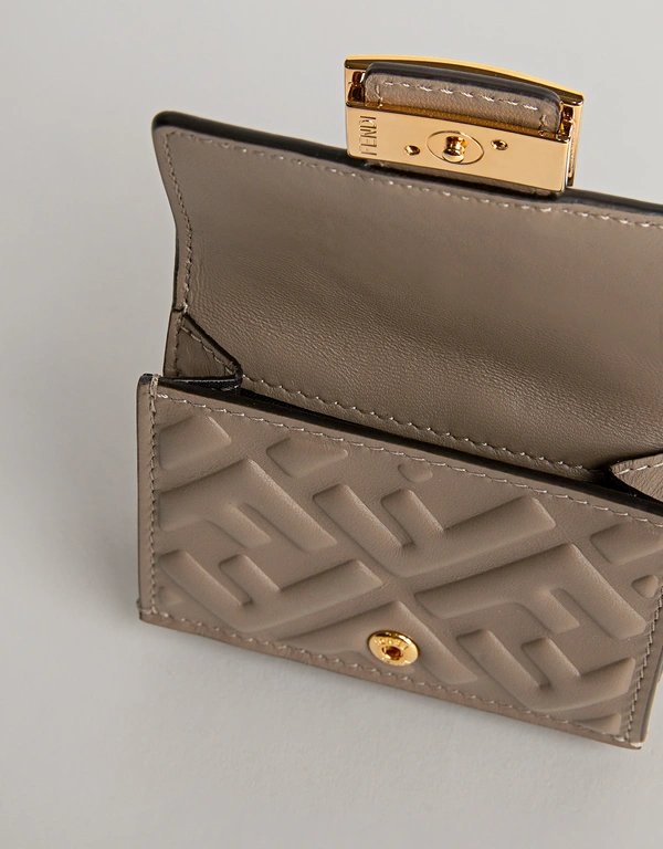 Fendi FF Baguette Micro Nappa Leather Tri-fold Wallet