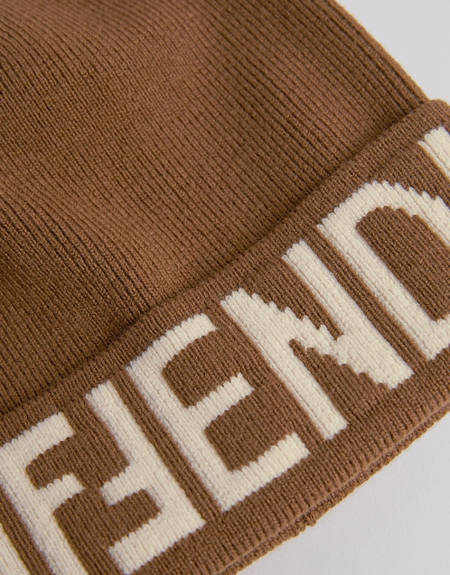 Fendi Logo Beanie Wool Hat