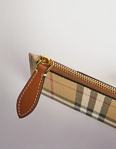 Vintage Check Leather Zip Card Case
