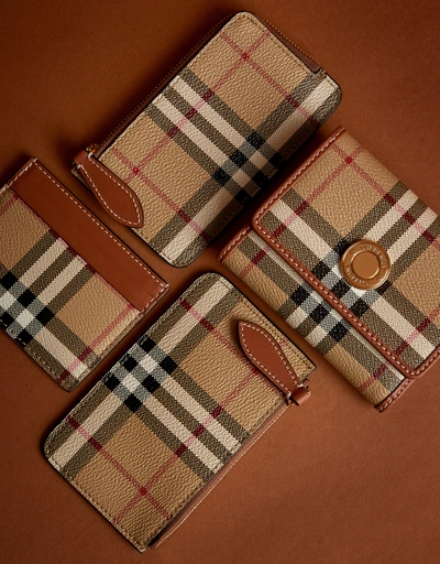 Vintage Check Leather Folding Wallet