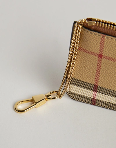 Vintage Check Leather Coin Wallet