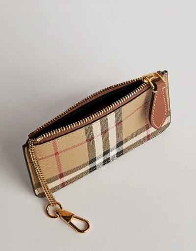 Vintage Check Leather Coin Wallet