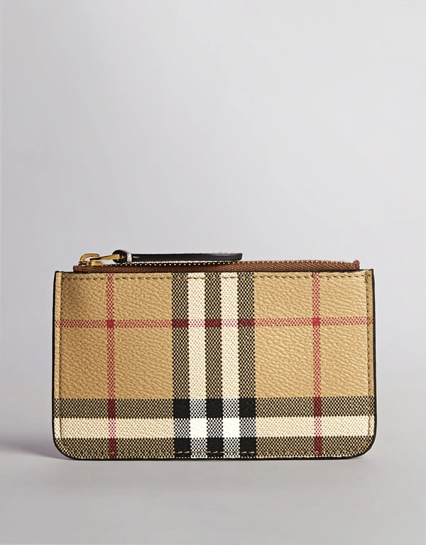 Burberry Vintage Check Leather Coin Wallet