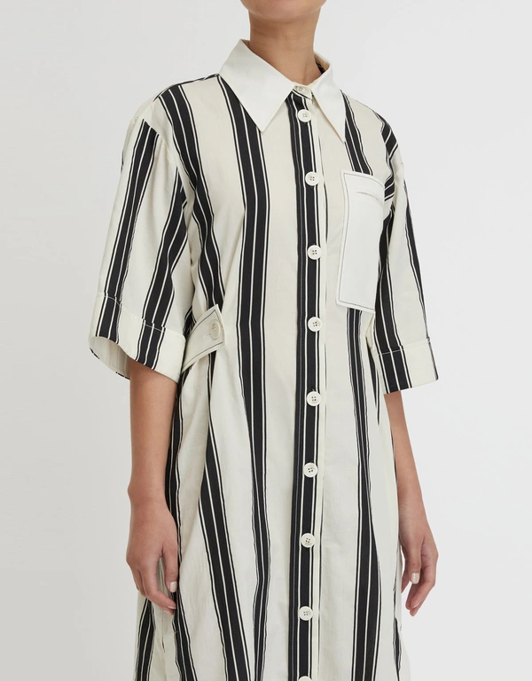 Lee Mathews Dylan Stripe Midi Shirt Dress