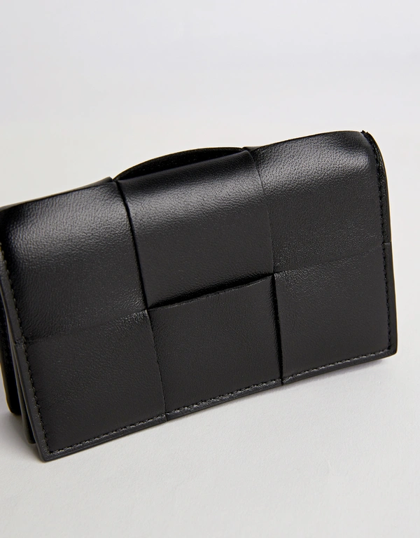 Bottega Veneta Cassette Intrecciato Leather Cardholder