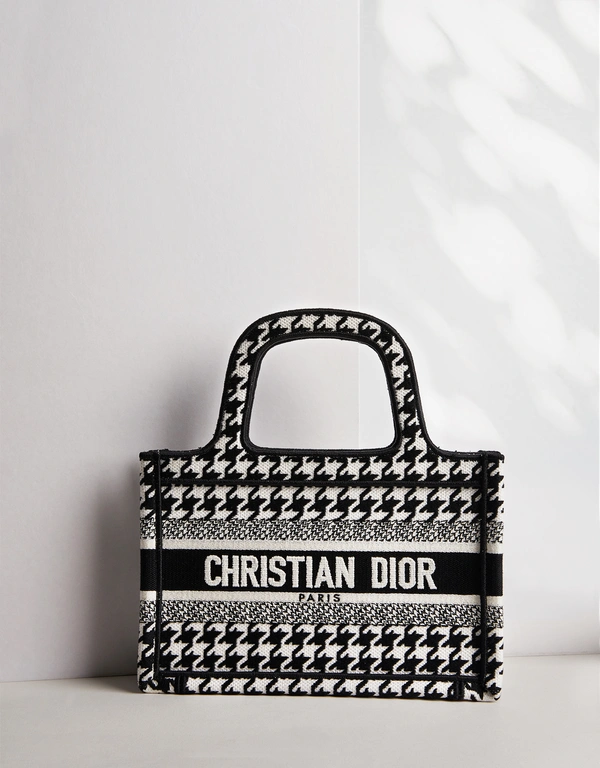 Dior Houndstooth Pattern Canvas Mini Book Tote