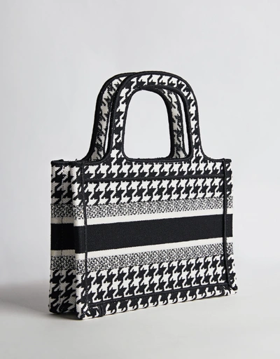 Houndstooth Pattern Canvas Mini Book Tote