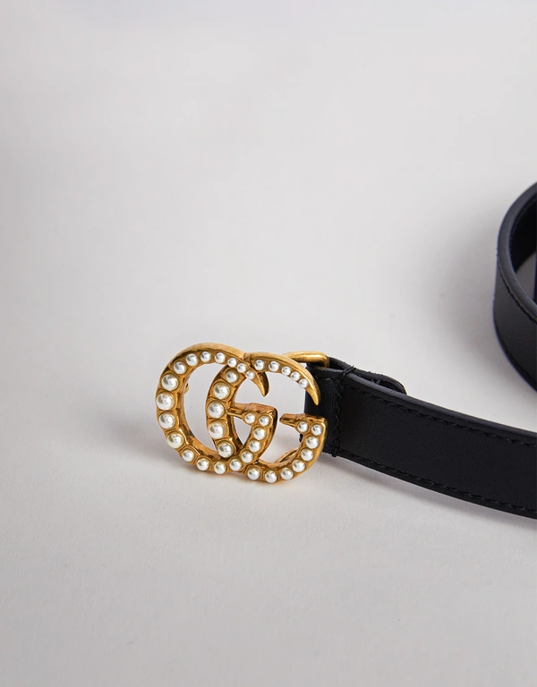 Gucci Pearl Double G Leather Belt