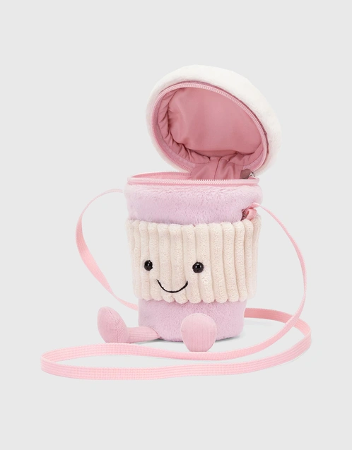 Amuseable 粉色咖啡杯斜背包