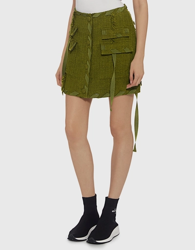 Fringe Tweed A Line Mini Skirt 