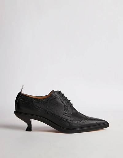 Pebble Grain Leather Oxfords Low Heeled