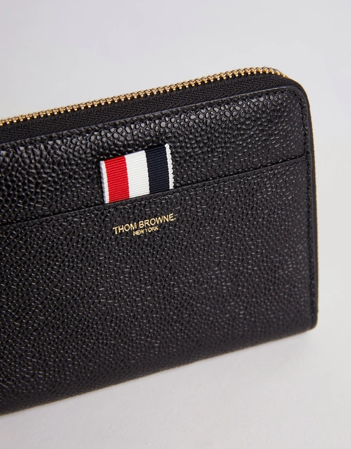 Thom Browne Card Holder With Note Compartment In Black Pebble