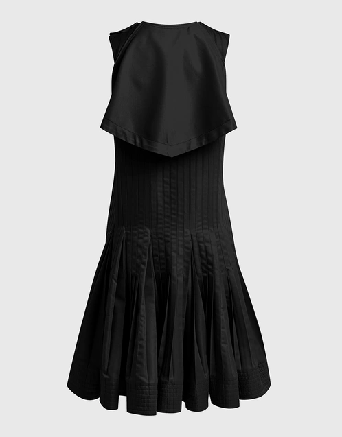 Black Sleeveless Pleats Mini Dress