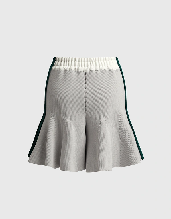 Sacai Knitted Side-Stripe Flared Shorts
