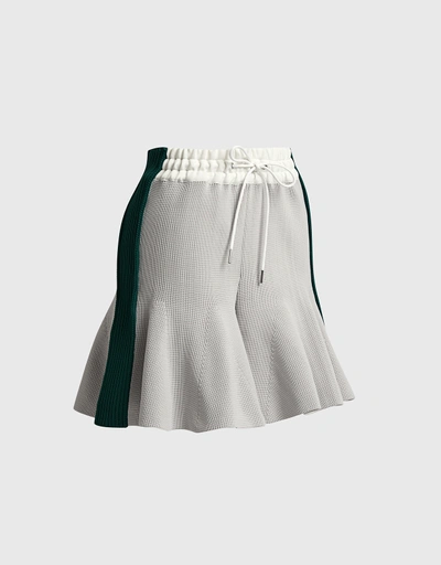 Knitted Side-Stripe Flared Shorts