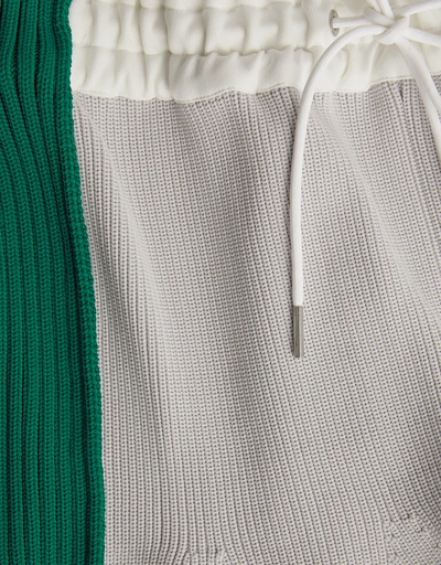 Knitted Side-Stripe Flared Shorts
