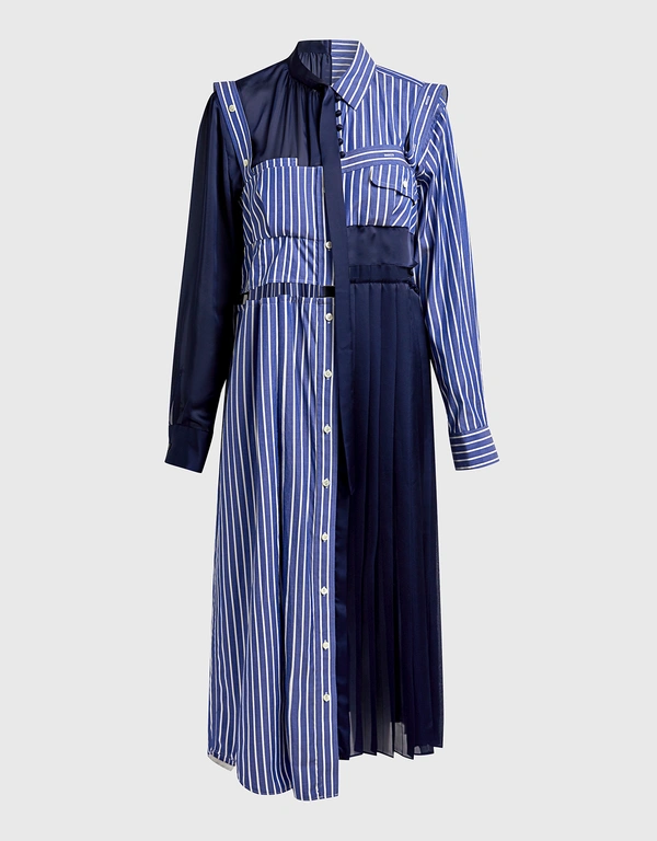 Sacai Dark Blue Patchwork Shirt Dress