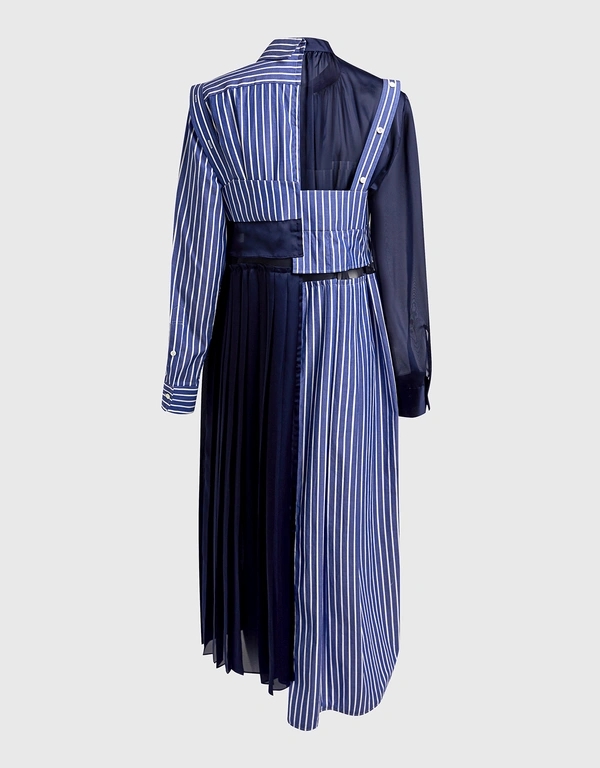 Sacai 深藍色拼接襯衫式洋裝