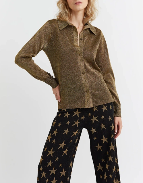 Twinkly Collared Shirt-Gold