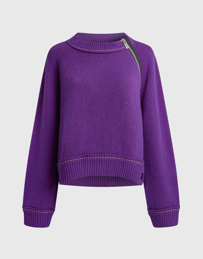 紫色喀什米爾拉鍊羊毛衣