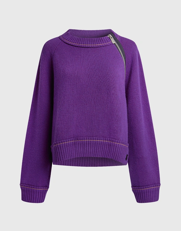 Sacai 紫色喀什米爾拉鍊羊毛衣