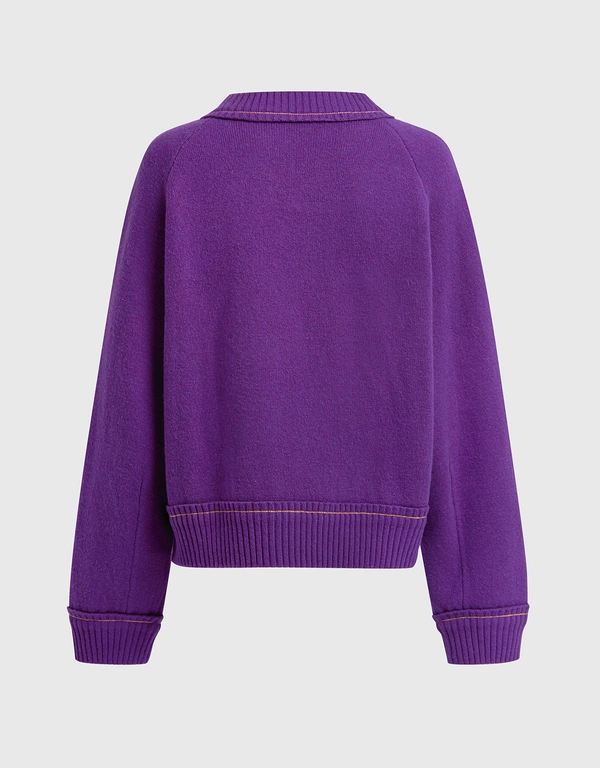 Sacai Purple Cashmere Zipper Sweater
