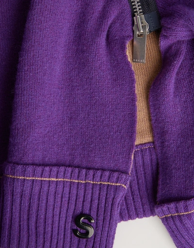 紫色喀什米爾拉鍊羊毛衣