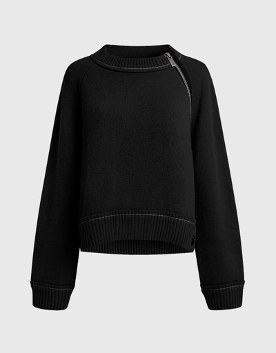 Black Cashmere Zipper Sweater