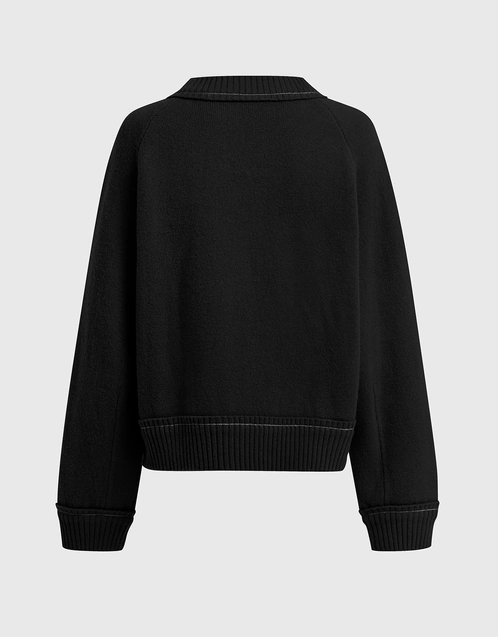 Black Cashmere Zipper Sweater
