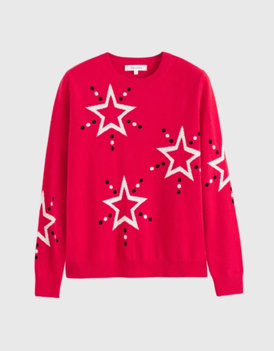 Wool-Cashmere Star Sweater-Red