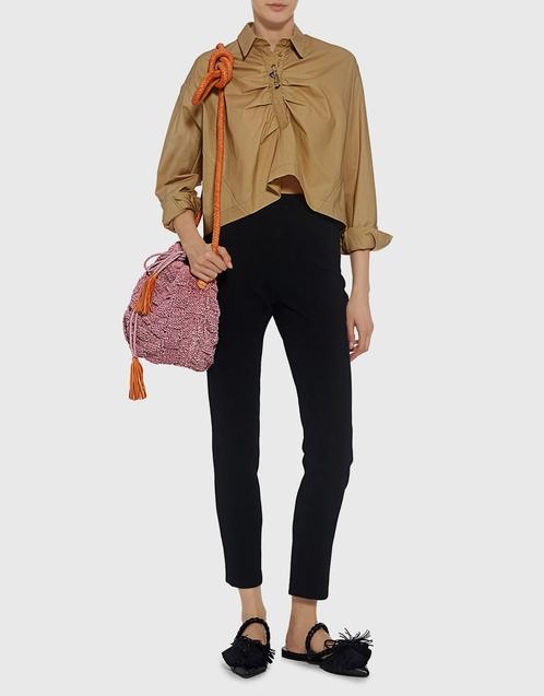 Ruched Front Cropped Shirt