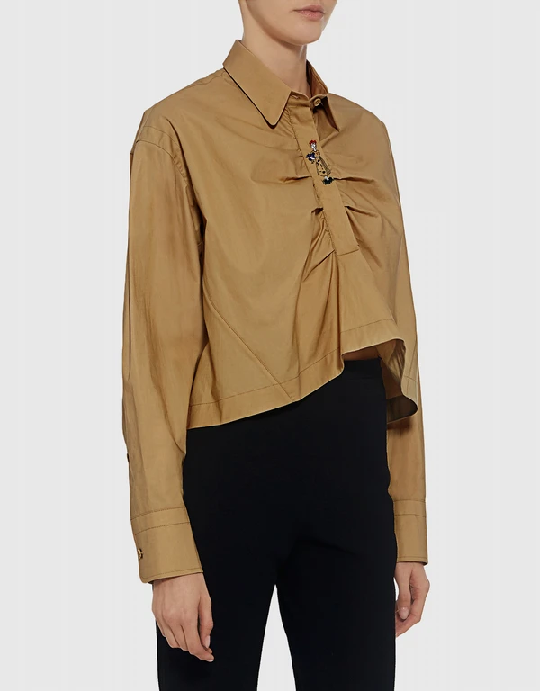 Carven Ruched Front Cropped Shirt
