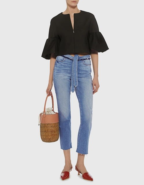 Le High-rise Straight-leg Belted Cropped Jeans