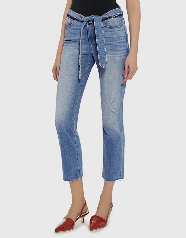 Frame Le High-rise Straight-leg Belted Cropped Jeans