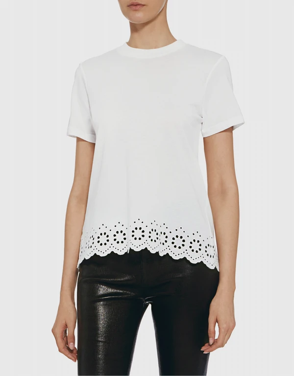 Eyelet Embroidery Crossover Back Tee