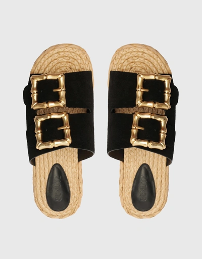 Enola Rope Flat Sandals-Black