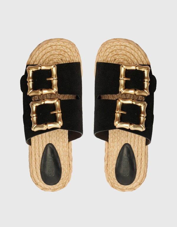 Schutz Enola Rope Flat Sandals-Black