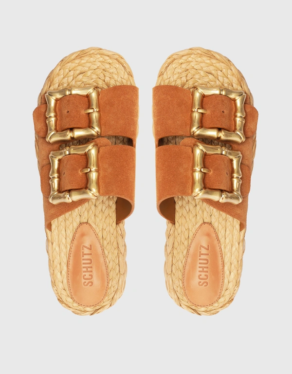Schutz Enola Rope Flat  Sandals-Brown