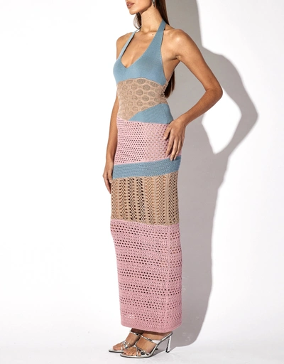 Patchwork Knit Midi Dress