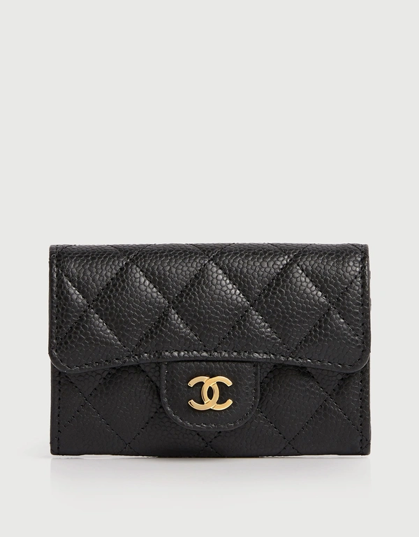 Chanel Chanel 經典粒面牛皮翻蓋卡夾