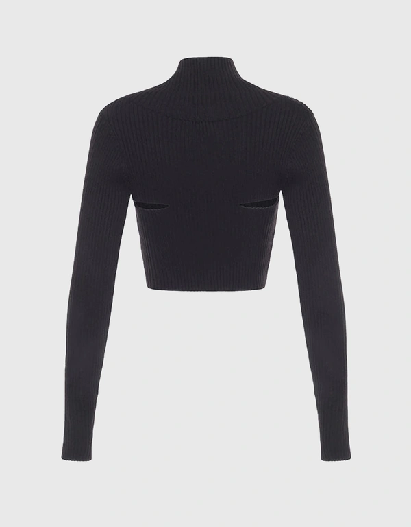 RTA Long Sleeve Cropped Knit Top