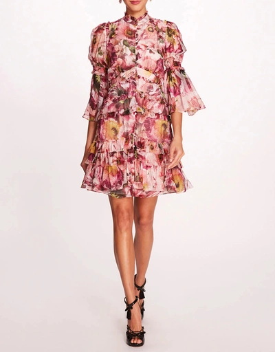 Mali Cascading Ruffles Mini Dress-Blush
