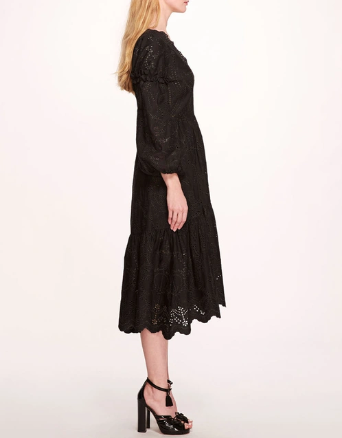 Nolana Scalloped A-Line Skirt Midi Dress