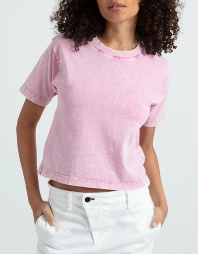 Cotton Cropped T-Shirt-Pink