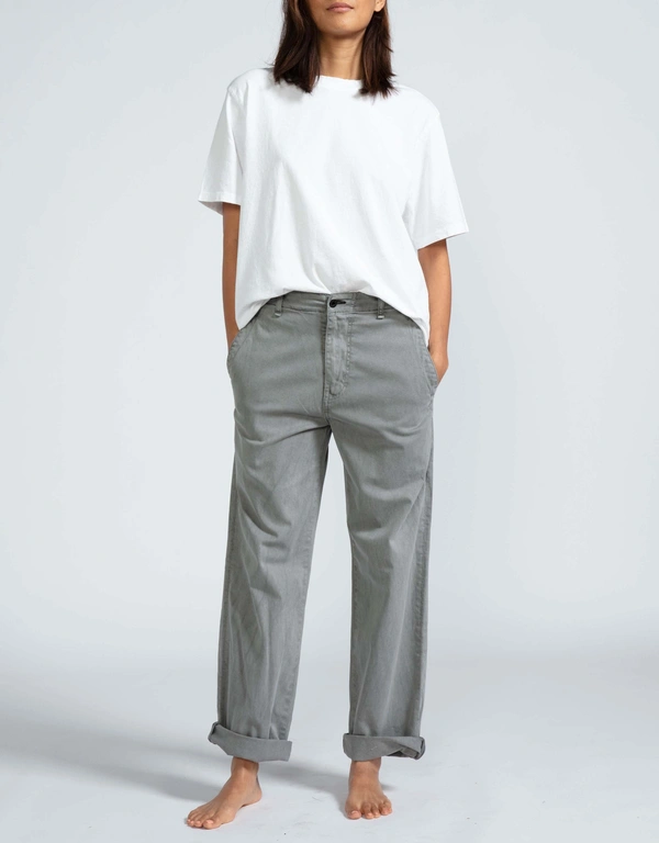 ASKK NY Chino Low-Rise Straight-Leg Jeans-Volcano Grey